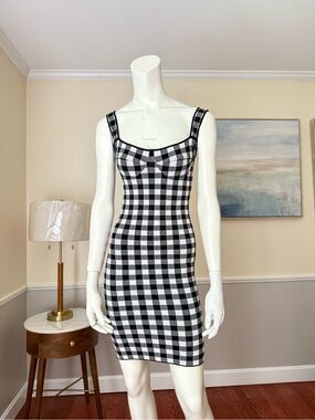 Ronny Kobo Collection Black and White Gingham Mini Dress